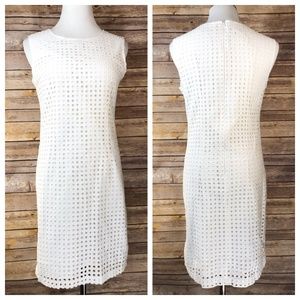 Alfred Sung White Square Eyelet Lace Shift Dress